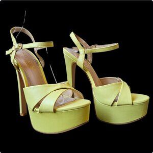 Lime Platform Sandal Heels with Ankle Strap